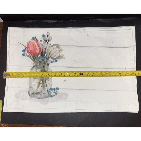 Farmhouse Spring Placemats Park Designs Floral Mason Jar Set of 4 Tiny Flaw READ - Picture 9 of 11